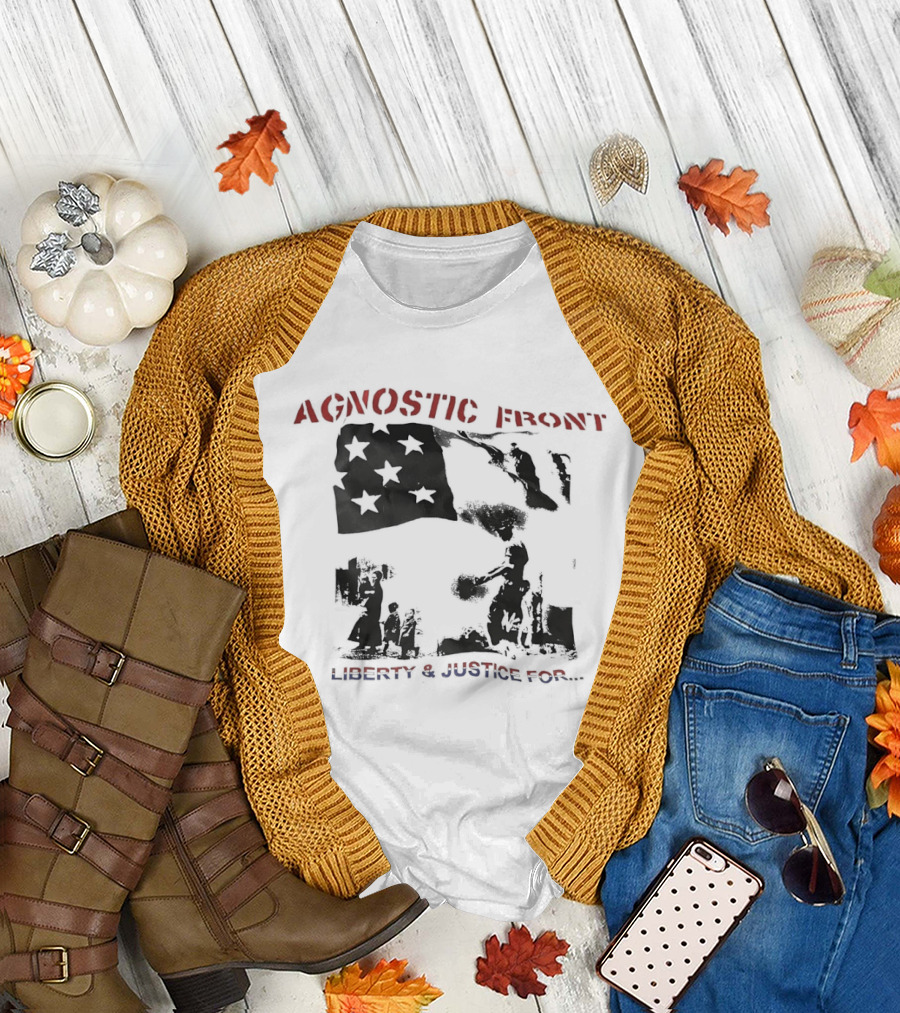 Agnostic Front Liberty and Justice for All Flag Military Patriot T-Shirt
