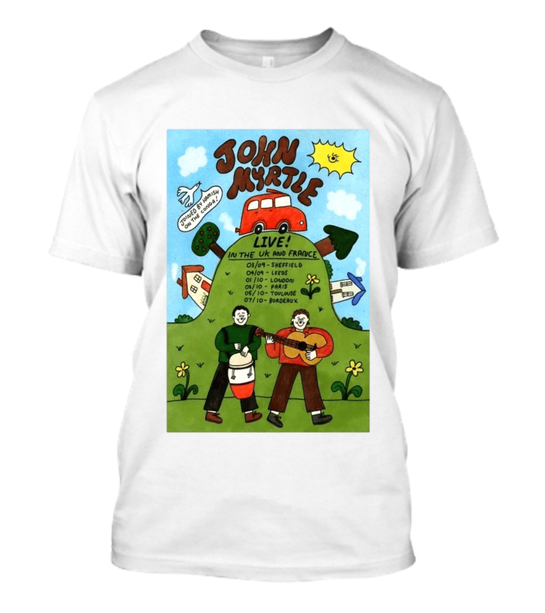 John Myrtle Tour 2026 Live In Sheffield Leeds London Paris Toulouse Bordeaux T-Shirt