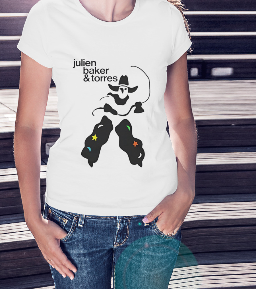 Julien Baker And Torres Cowboy Figure With Colorful Star Accents T-Shirt