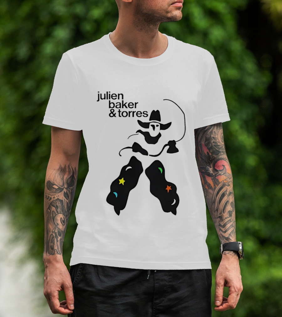 Julien Baker And Torres Cowboy Figure With Colorful Star Accents T-Shirt