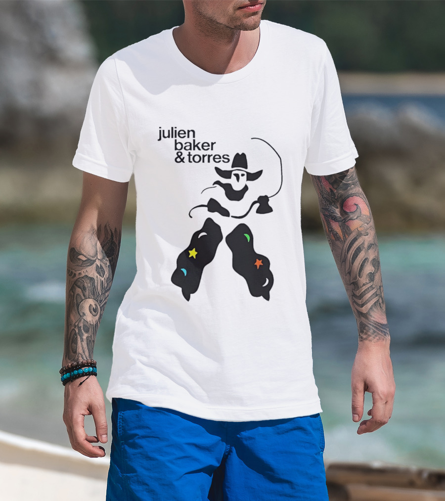 Julien Baker And Torres Cowboy Figure With Colorful Star Accents T-Shirt