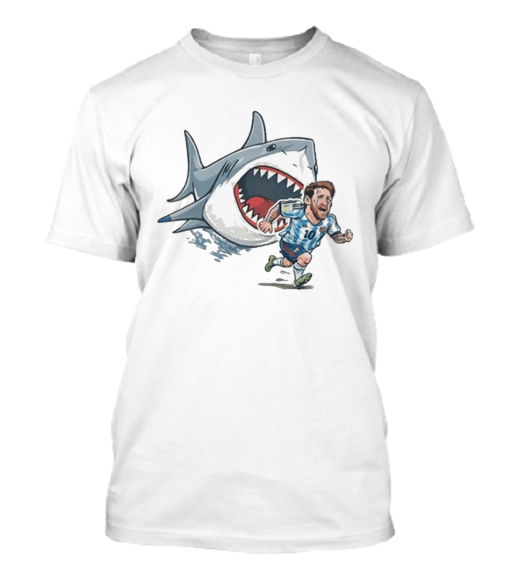 Cape Verde Brainrot Messi Shark Chase Soccer Humor T-Shirt