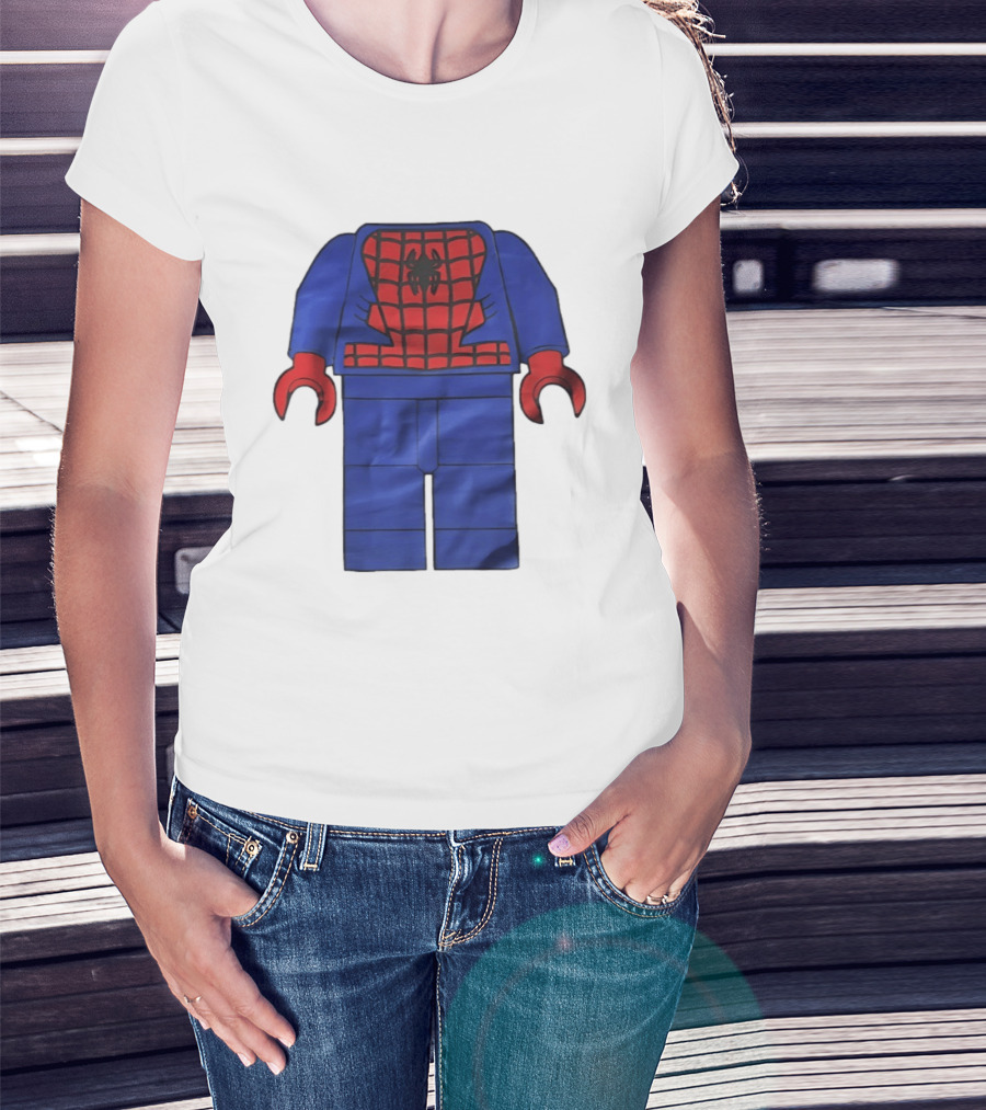 Lego Spider Man Minifigure Marvel Super Hero Iconic Costume Red And Blue Suit T-Shirt