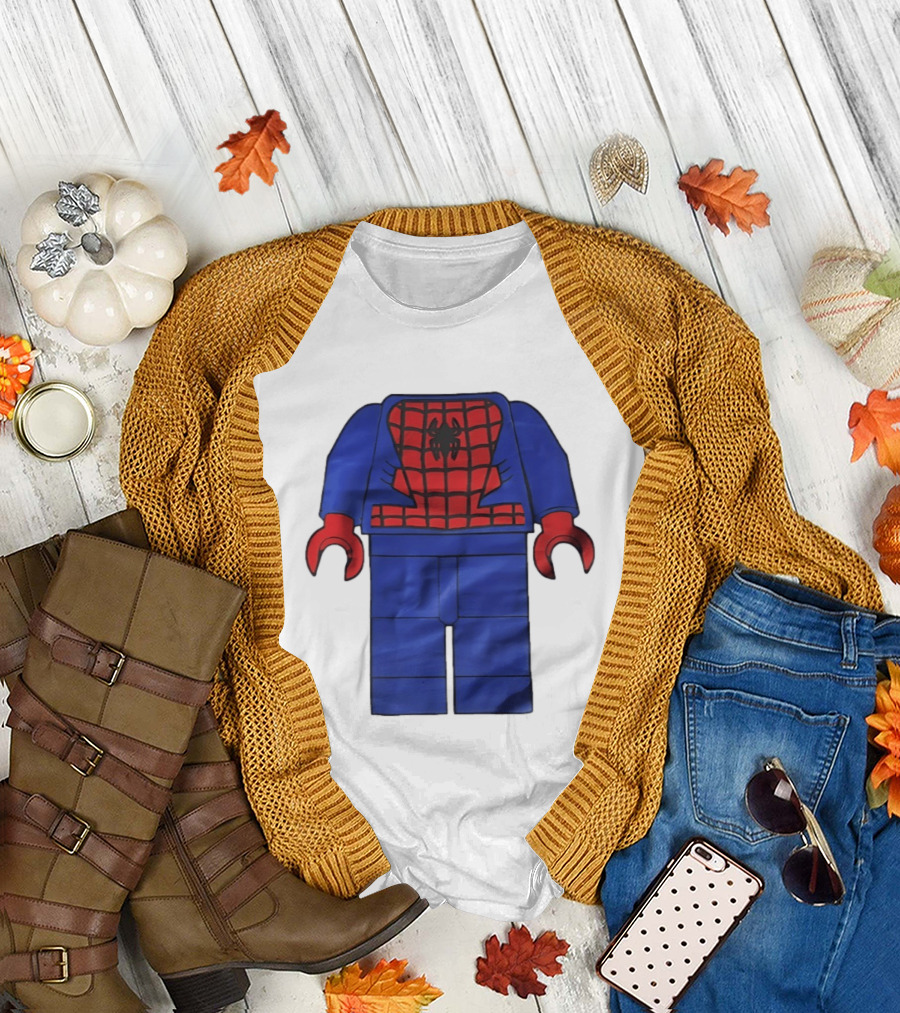 Lego Spider Man Minifigure Marvel Super Hero Iconic Costume Red and Blue Suit T-Shirt