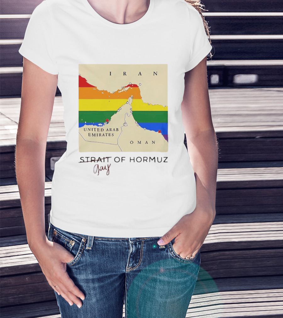 Strait Of Hormuz Map Pride Rainbow Gay Wordplay Pun T-Shirt