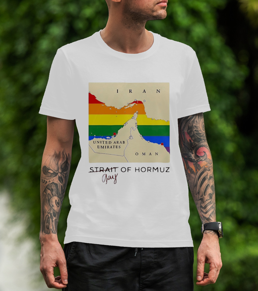Strait Of Hormuz Map Pride Rainbow Gay Wordplay Pun T-Shirt