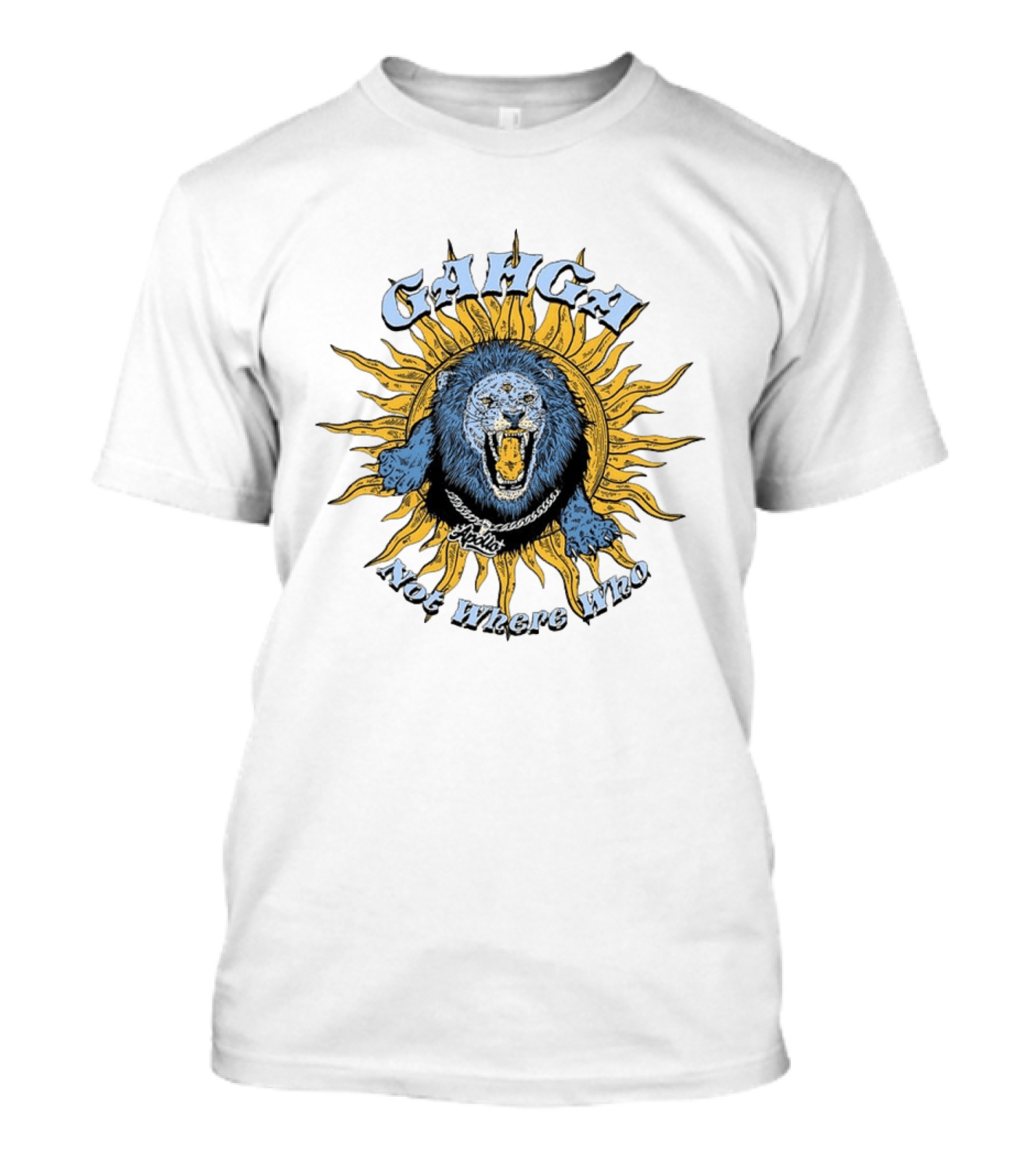 Ganga Three Eyed Lion Sunburst Apollo Not Where Who T-Shirt