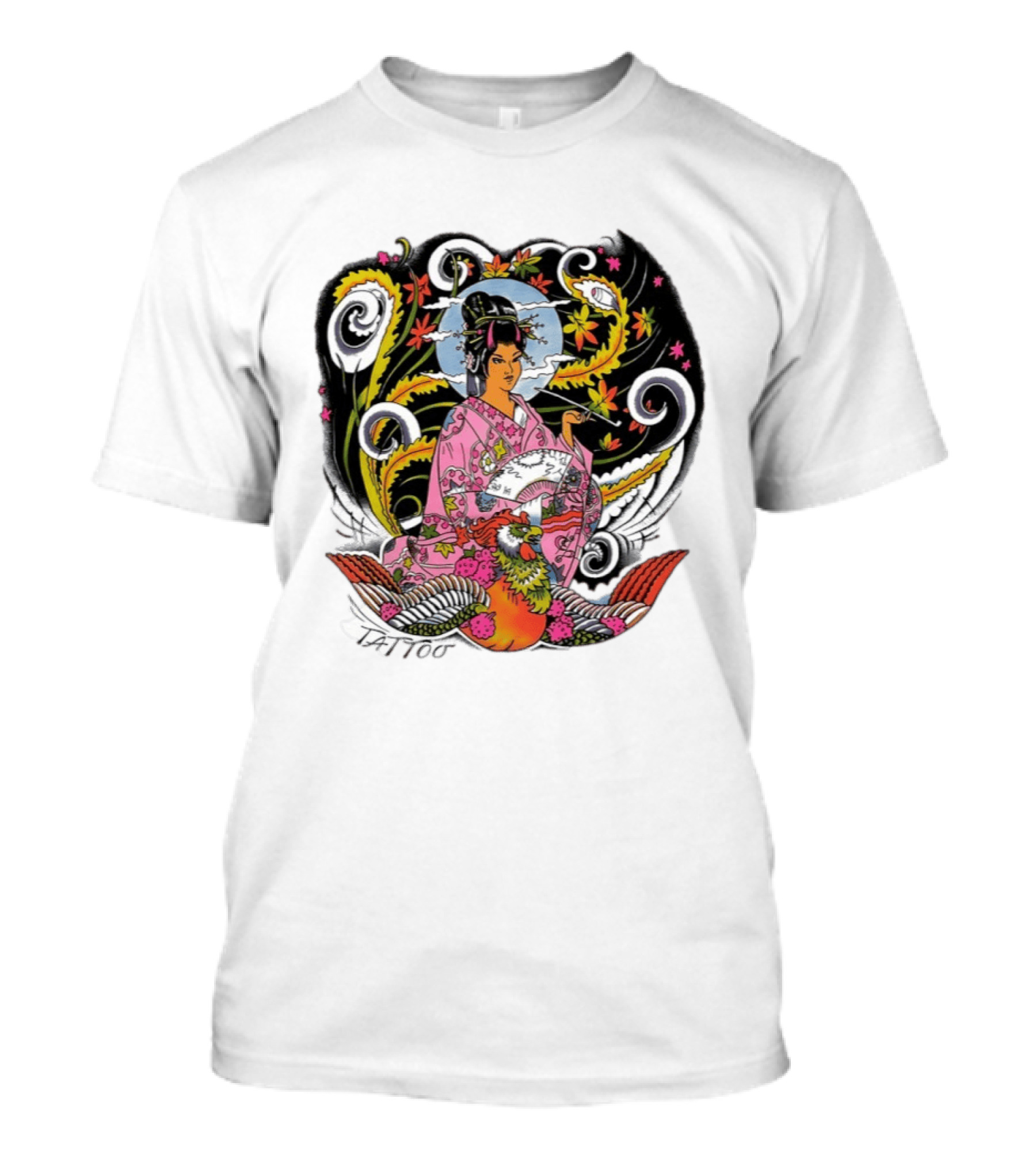 Geisha Tattoo Japanese Traditional Phoenix Kimono T-Shirt