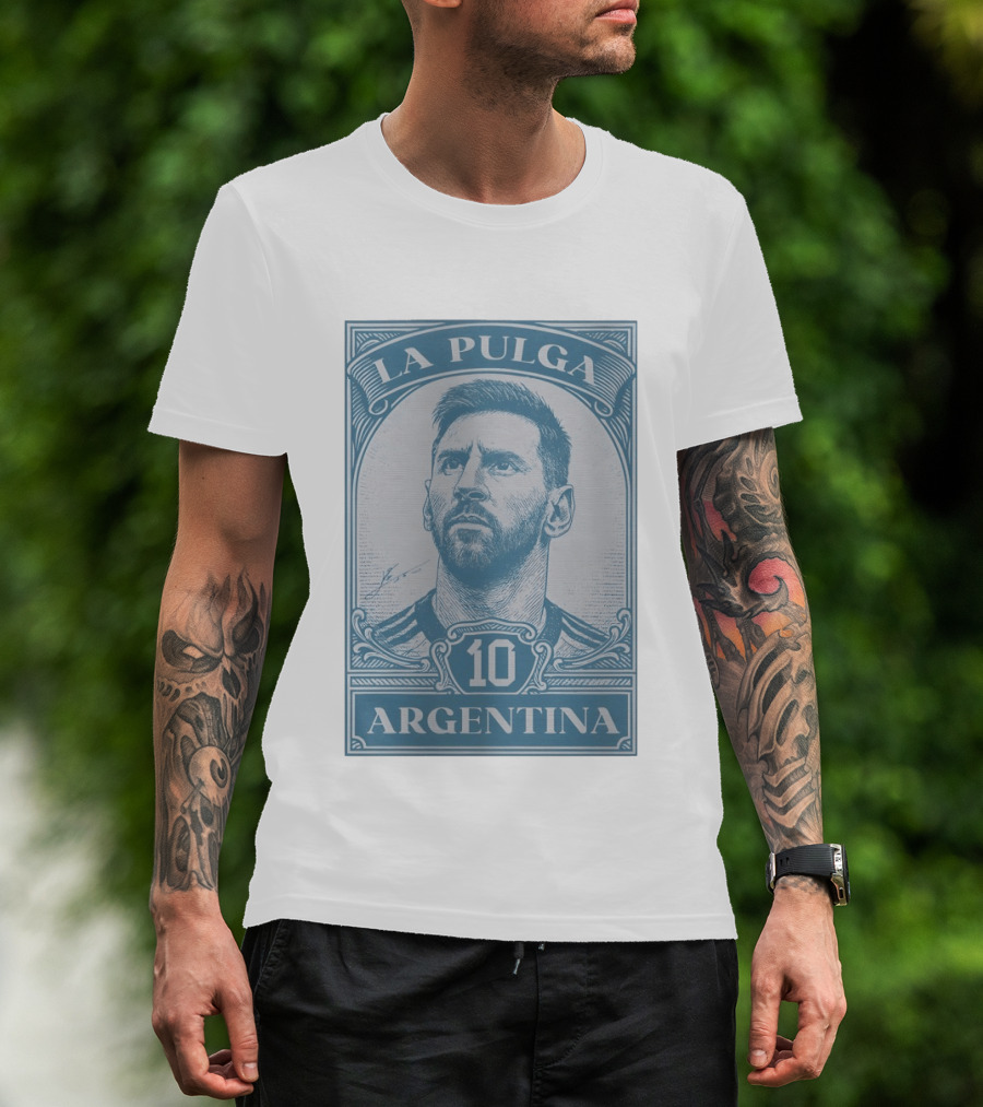 La Pulga Argentina 10 Stamp Messi T-Shirt