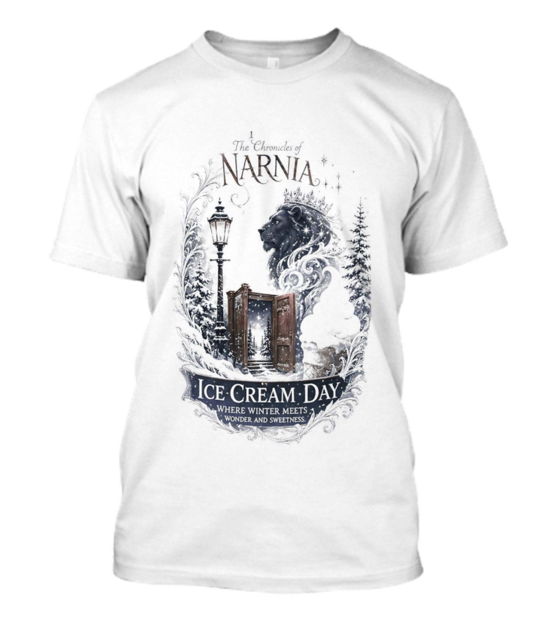 Narnia Ice Cream Day Winter Meets Wonder Aslan Wardrobe T-Shirt