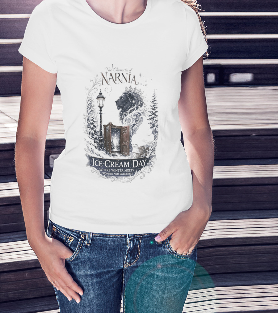 Narnia Ice Cream Day Winter Meets Wonder Aslan Wardrobe T-Shirt