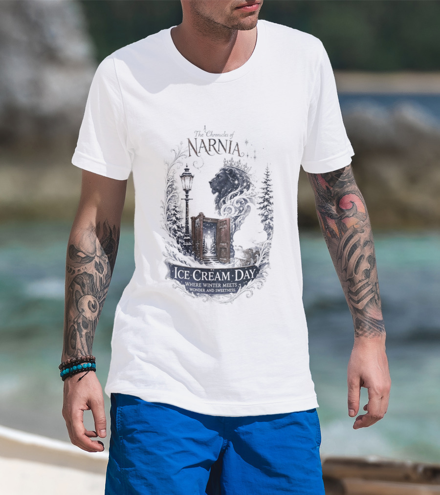 Narnia Ice Cream Day Winter Meets Wonder Aslan Wardrobe T-Shirt