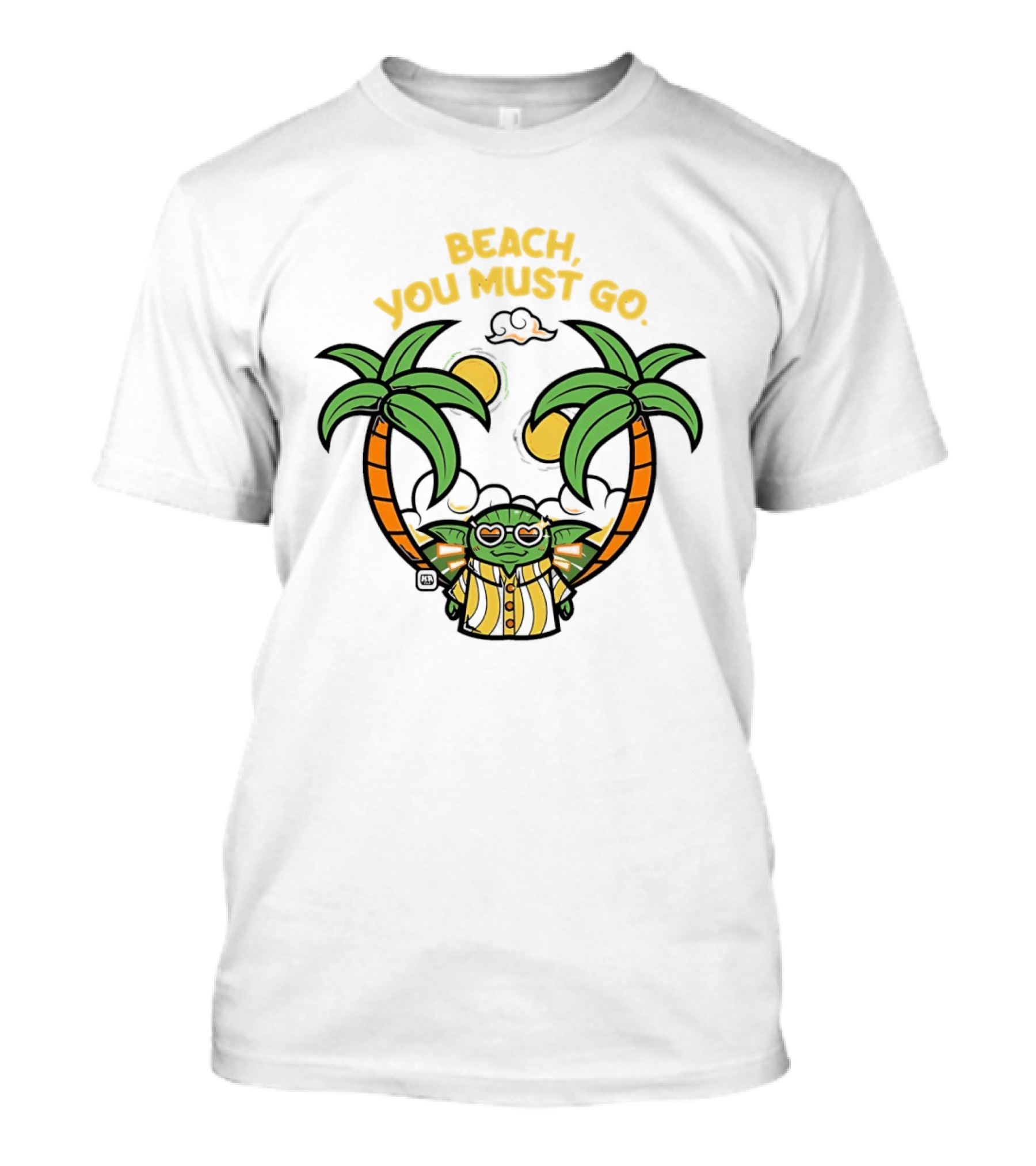 Grogu Hawaiian Outfit Beach You Must Go Palm Trees Sunglasses T-Shirt