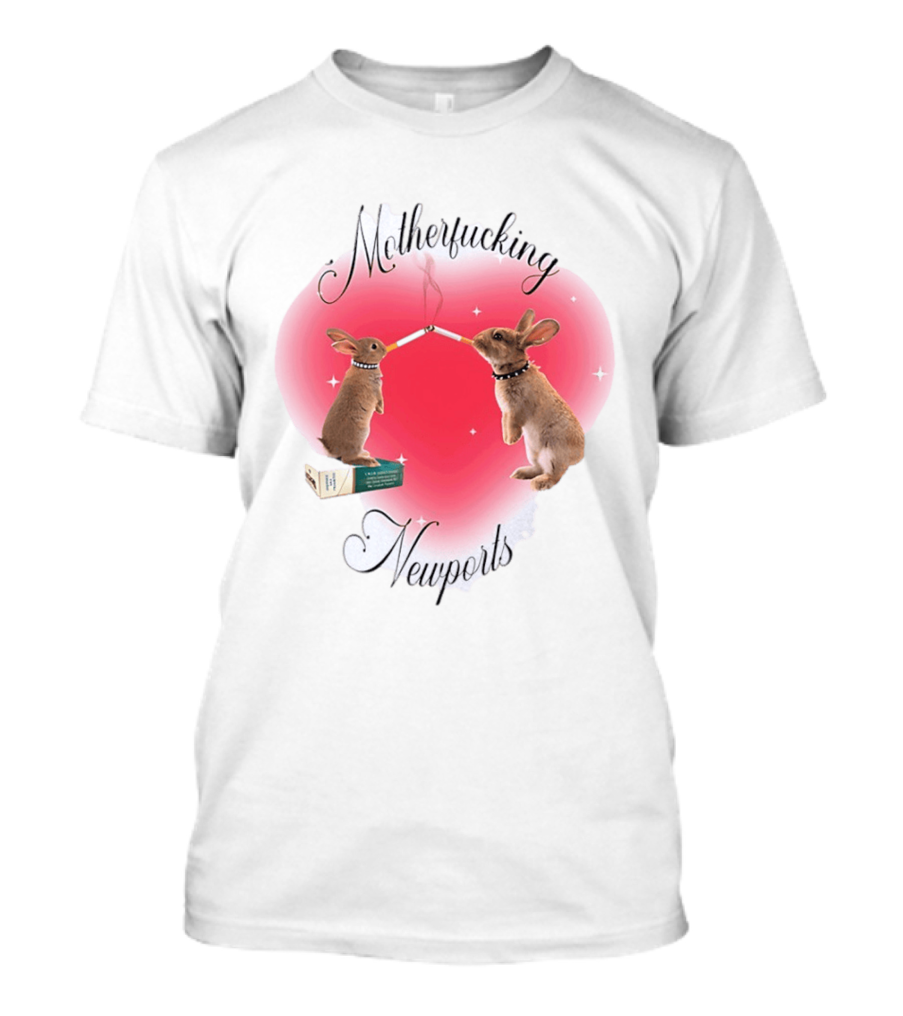 Motherfucking Newports Rabbit Smoking Cigarette Heart T-Shirt