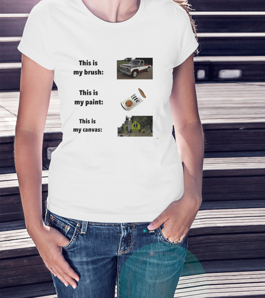 This Is My Brush Classic Truck My Paint Cans School Crosswalk T-Shirt