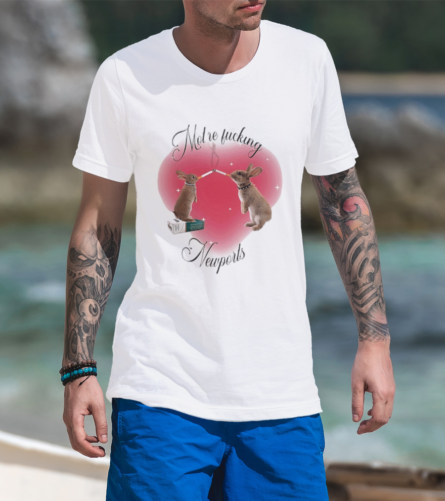 Motherfucking Newports Rabbits Smoking Cigarettes T-Shirt