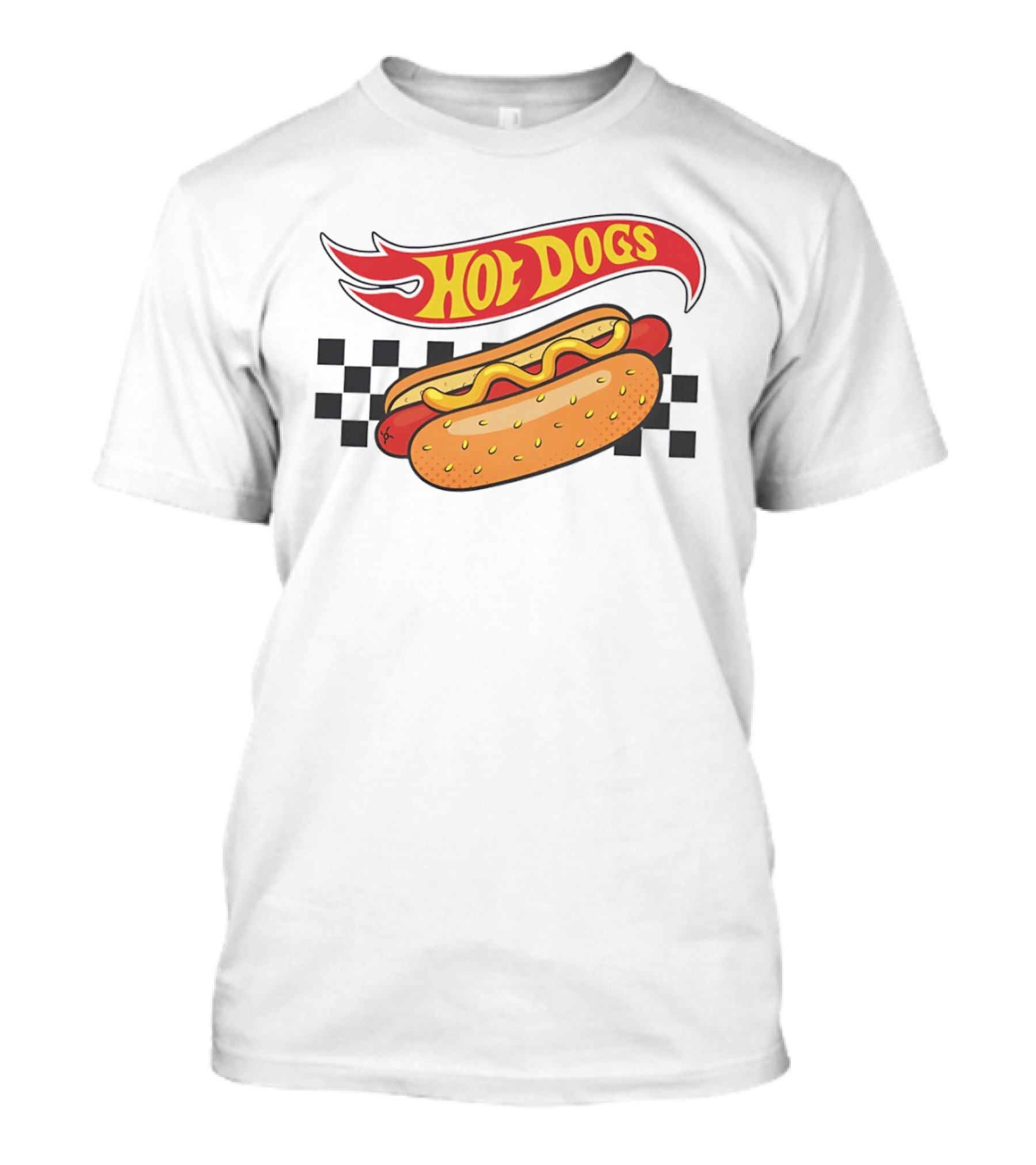 Hot Dogs Checkerboard Flame And Bun T-Shirt