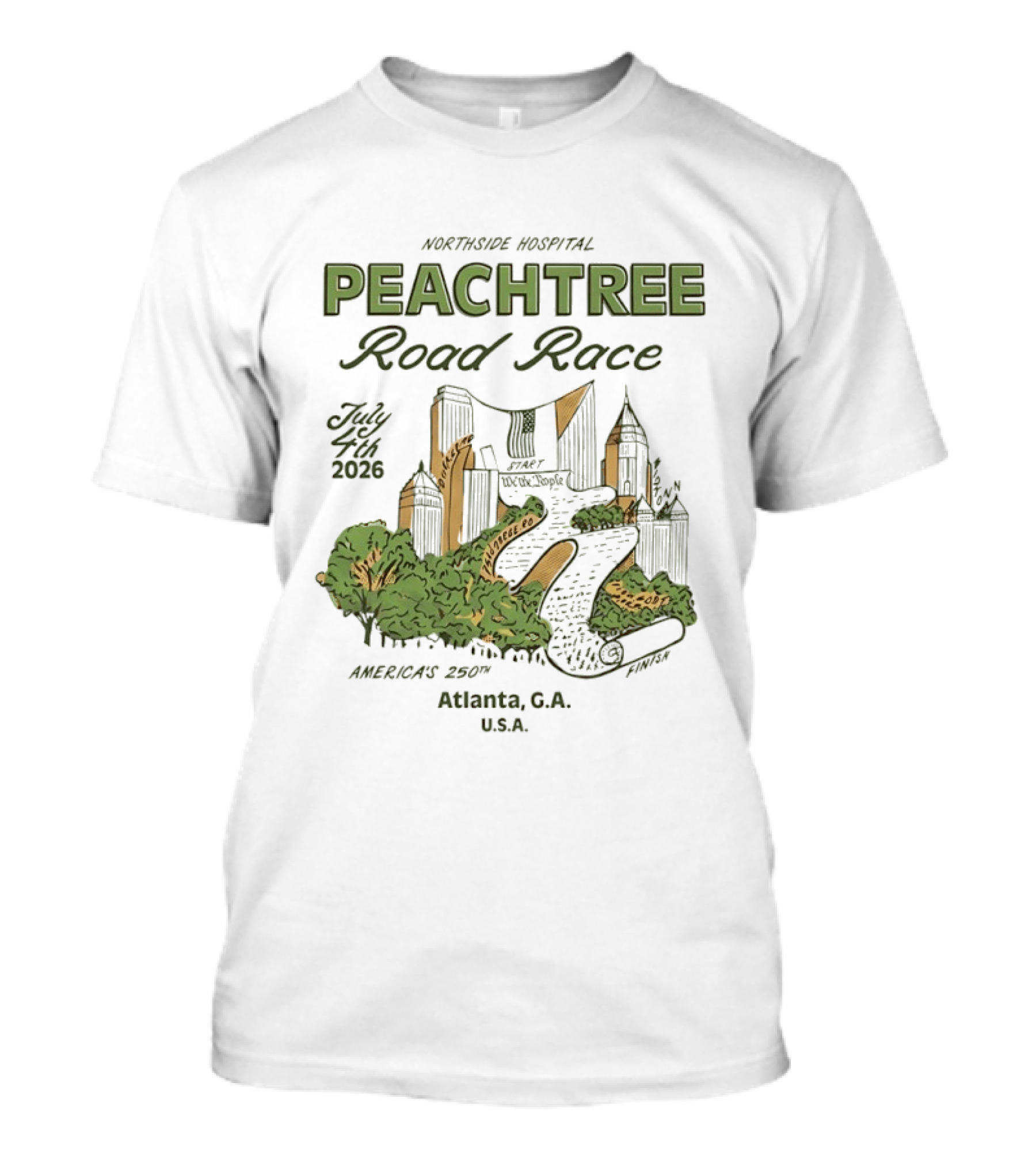 Northside Hospital Peachtree Road Race July 4 2026 America's 250th Atlanta GA USA T-Shirt