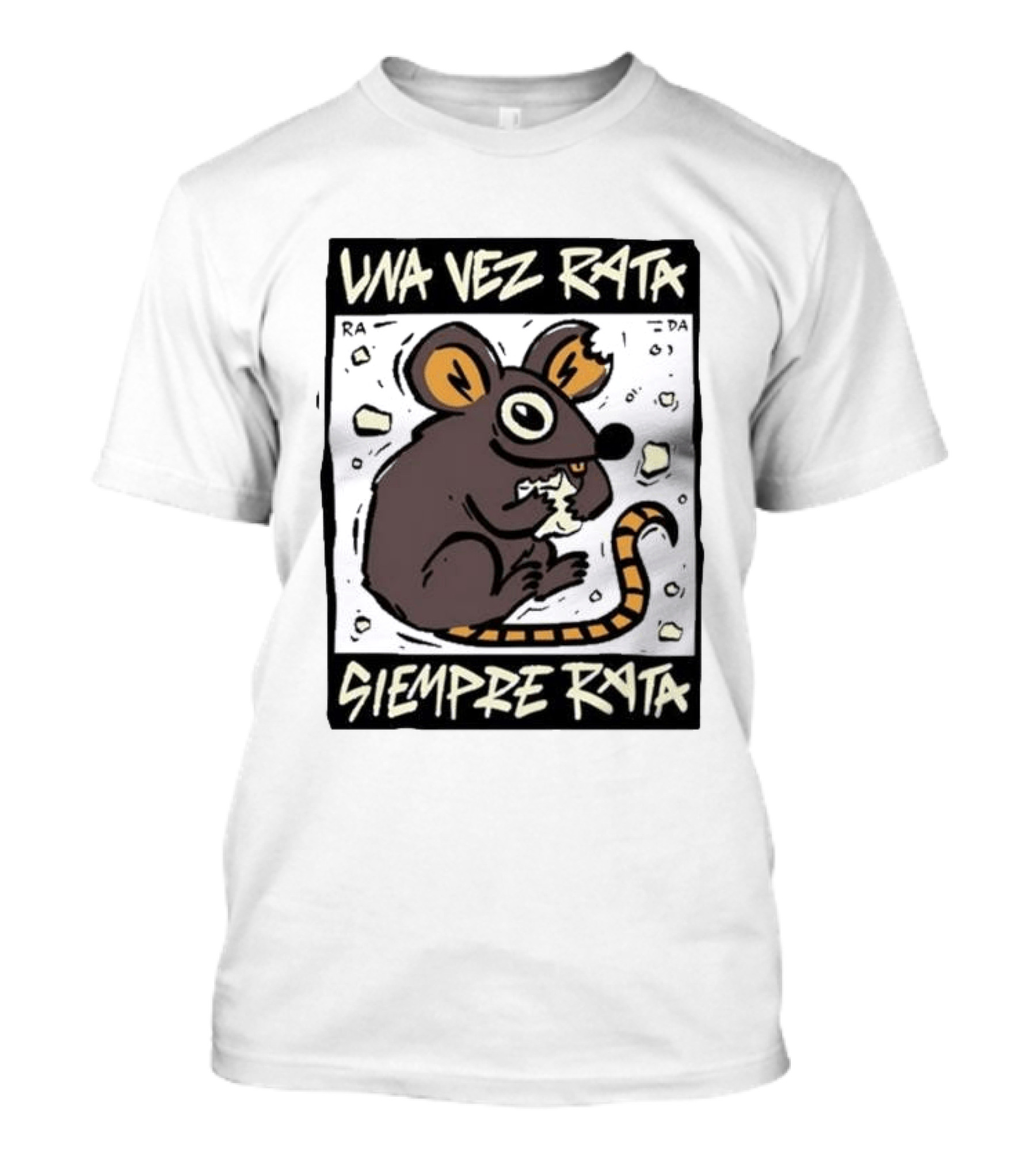 Una Vez Rata Siempre Rata Cartoon Rat Eating Cheese Spanish T-Shirt