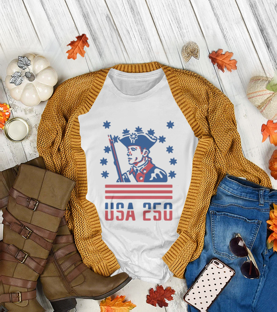 USA 250 American Revolutionary War Soldier Stars and Stripes T-Shirt