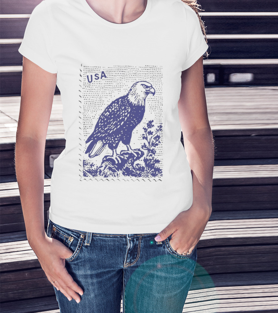 USA Bald Eagle Stamp Patriotic T-Shirt