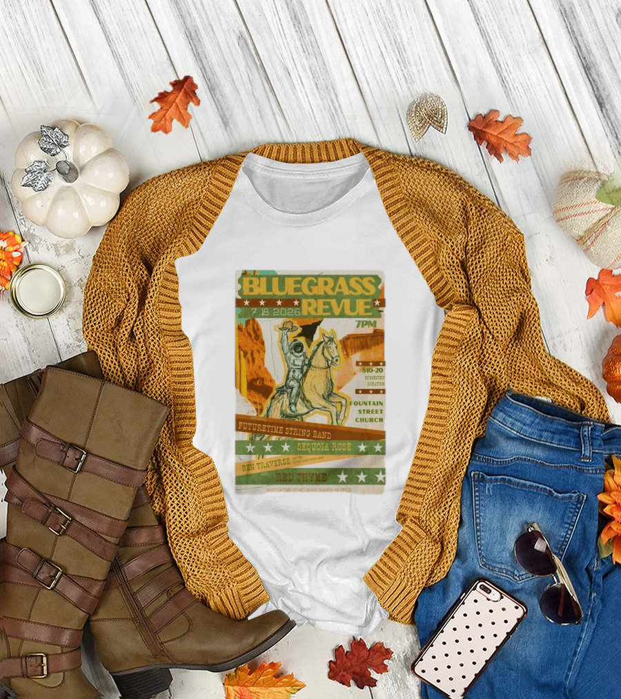 Bluegrass Revue Grand Rapids MI July 18 2026 Futuretime String Band Sequoia Rose Red Thyme T-Shirt