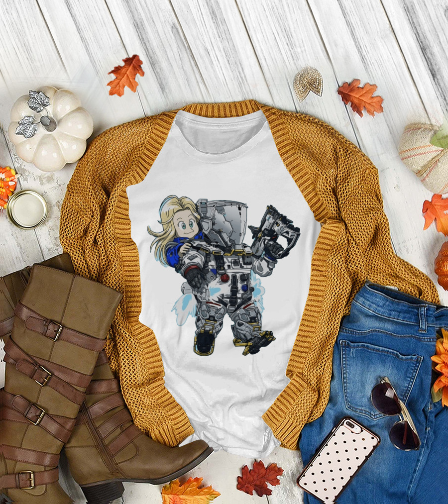 Android 18 Chibi and Titanfall Pilot Fusion Dragon Ball Z T-Shirt