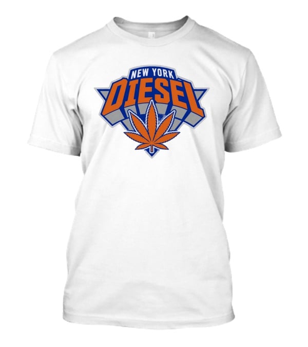 New York Diesel Cannabis Knicks Weed Leaf Basketball T-Shirt