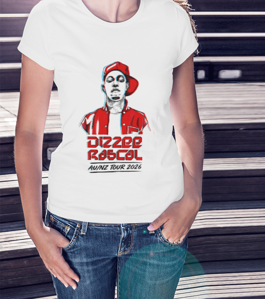 Dizzee Rascal AU NZ Tour 2026 Red Graphic Cap Image T-Shirt