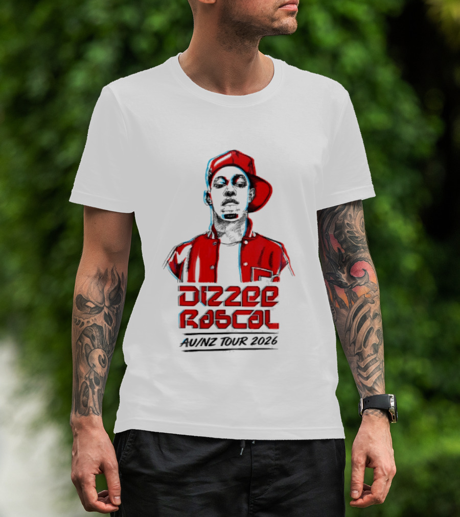 Dizzee Rascal AU NZ Tour 2026 Red Graphic Cap Image T-Shirt