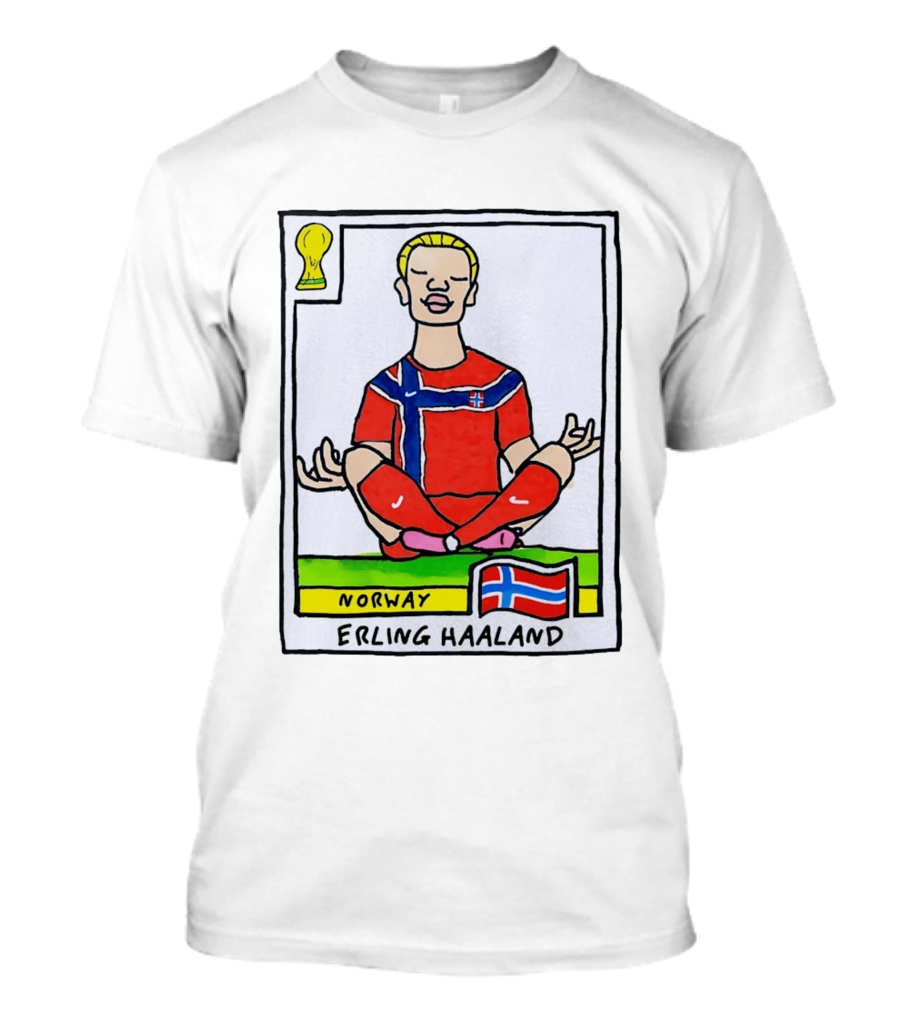 Erling Haaland Norway Soccer Meditation Cartoon Norway Flag T-Shirt