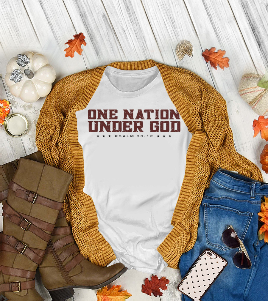 One Nation Under God Psalm 33 12 Patriotic Stars T-Shirt