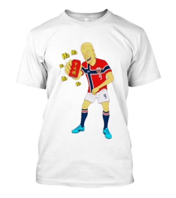 Erling Haaland Norway No 9 Laughing Cartoon Style Bootleg T-Shirt