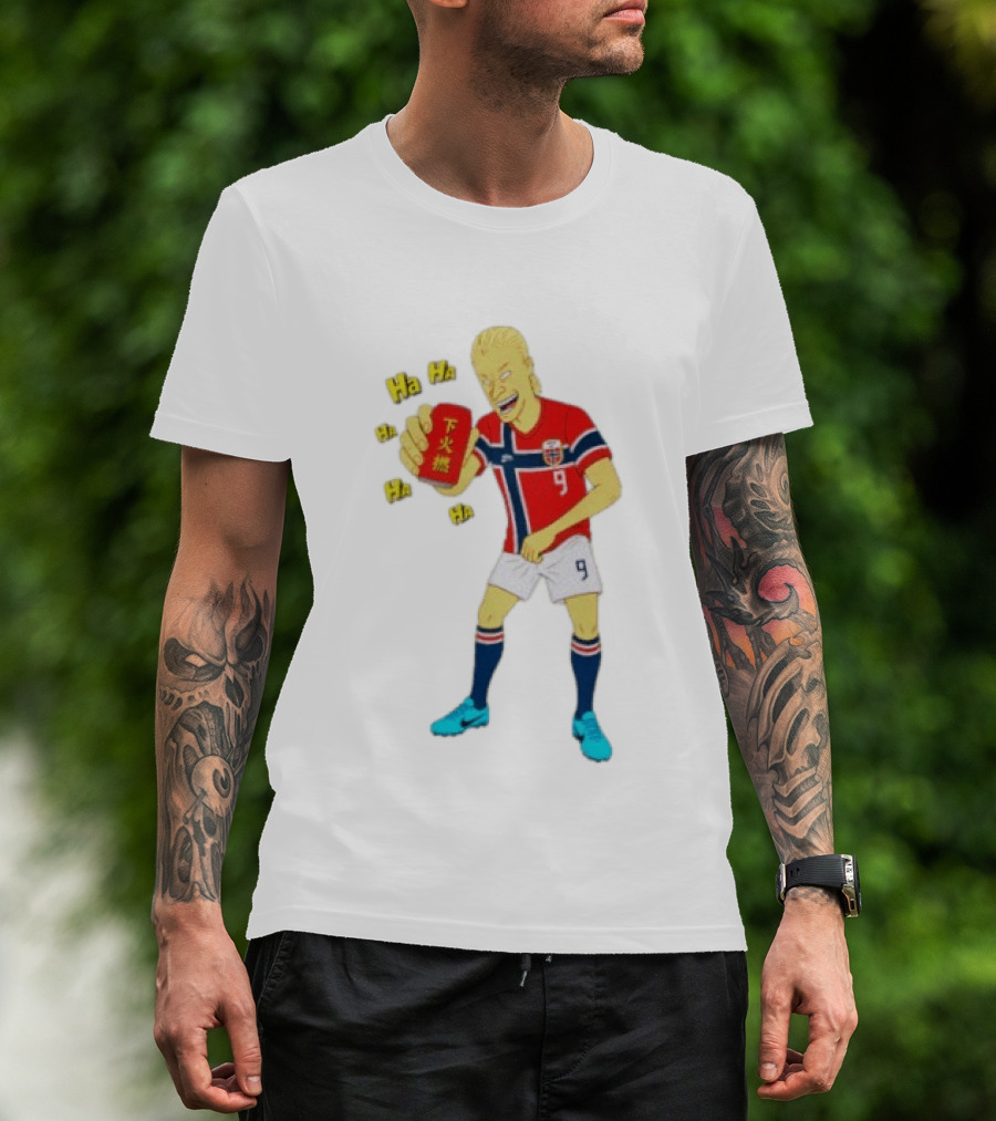 Erling Haaland Norway No 9 Laughing Cartoon Style Bootleg T-Shirt