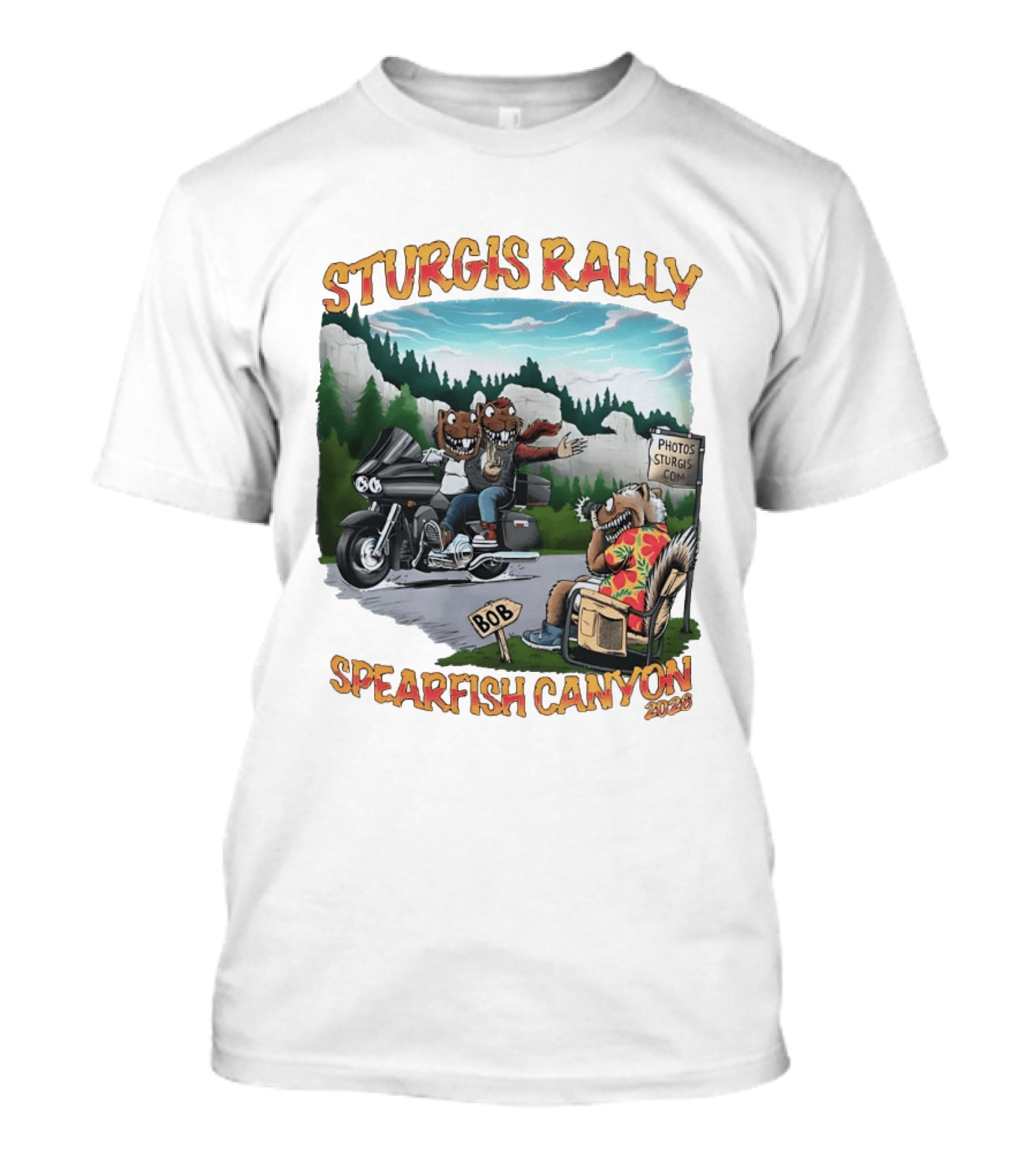 Sturgis Rally 2020 Squirrels Riding Motorcycle Spearfish Canyon T-Shirt