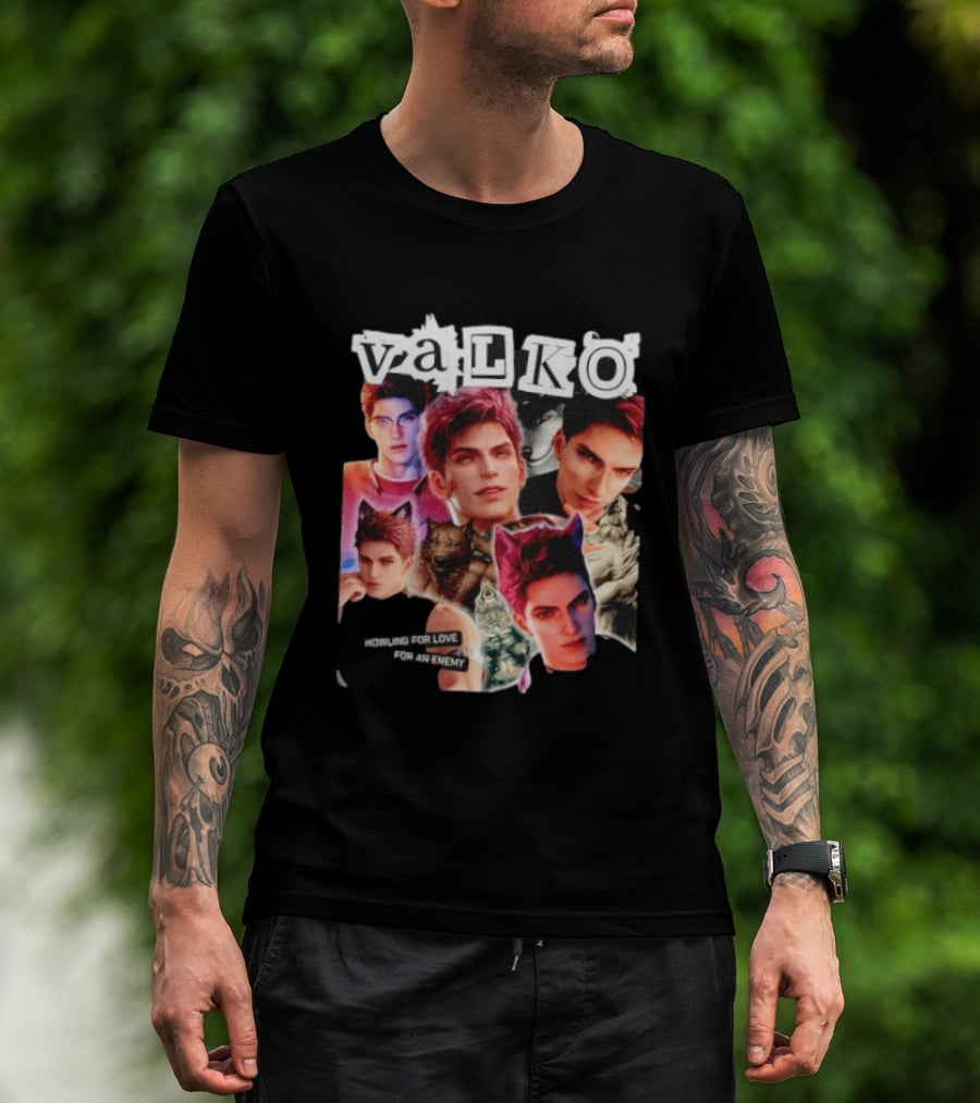 Valko Howling For Love For An Enemy Collage Wild Wolf Aesthetic T-Shirt