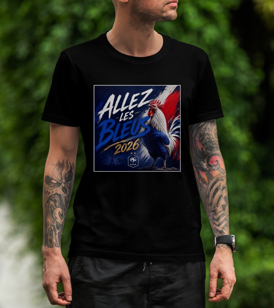 Allez Les Bleus 2026 FFF French Rooster Eiffel Tower T-Shirt