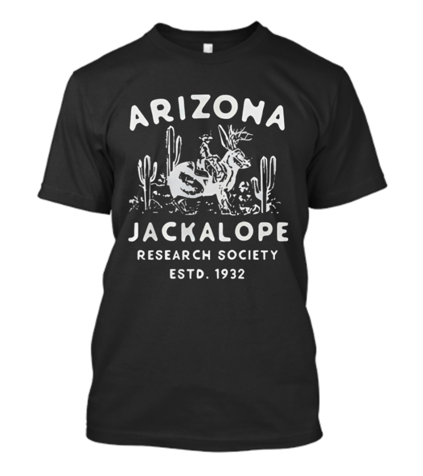 Arizona Jackalope Research Society Estd 1932 Cactus Desert Scene T-Shirt