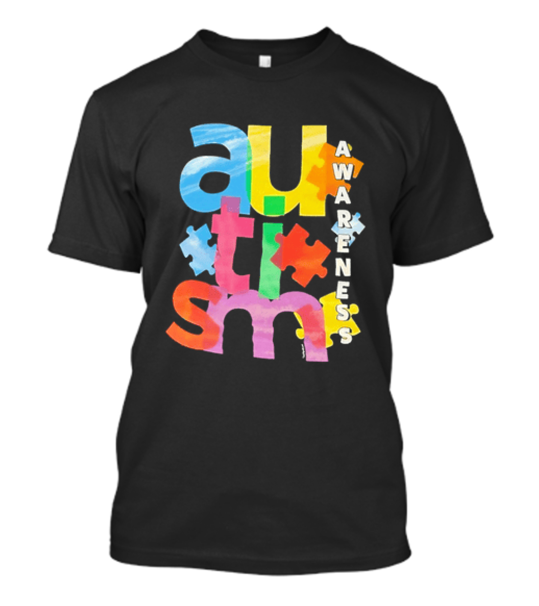 Autism Awareness Puzzle Colorful Letters And Pieces T-Shirt