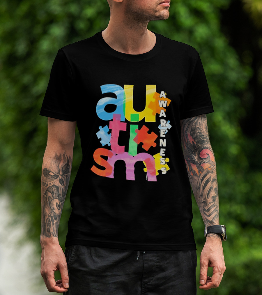 Autism Awareness Puzzle Colorful Letters And Pieces T-Shirt