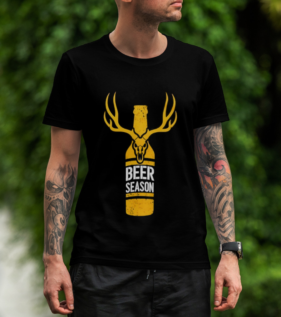 Beer Season Deer Antlers Bottle Hunting T-Shirt