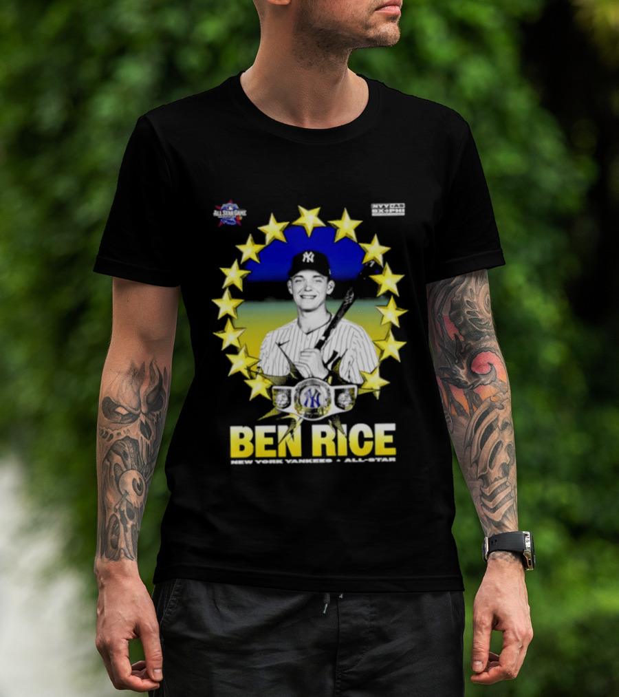 Ben Rice New York Yankees All Star Baseball Player MLB Stars T-Shirt
