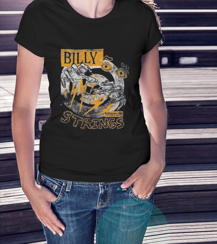 Billy Strings October 31 2023 Baltimore MD CFG Bank Arena Spooky Lightning And Hands T-Shirt