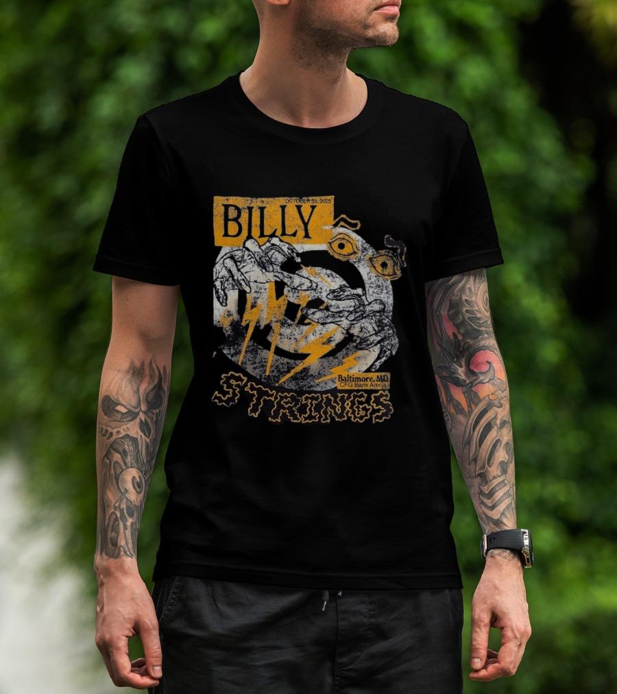 Billy Strings October 31 2023 Baltimore MD CFG Bank Arena Spooky Lightning And Hands T-Shirt