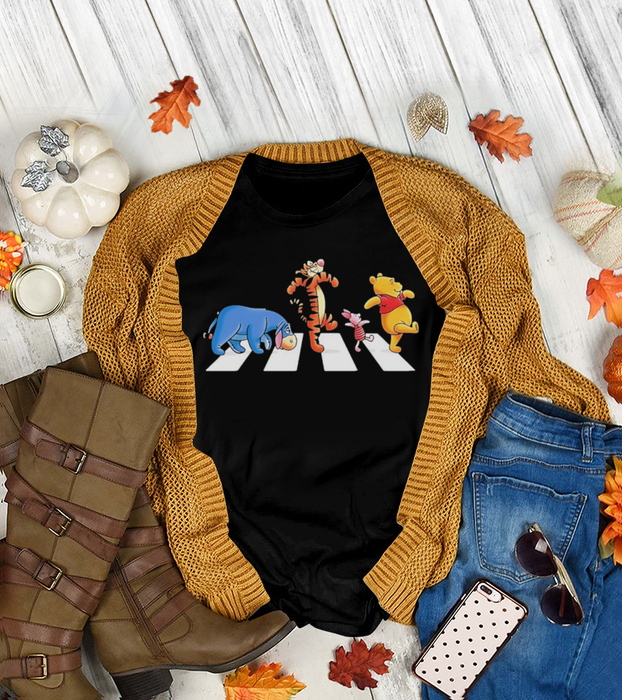 Eeyore Tigger Piglet Pooh Crossing Abbey Road Iconic Scene T-Shirt