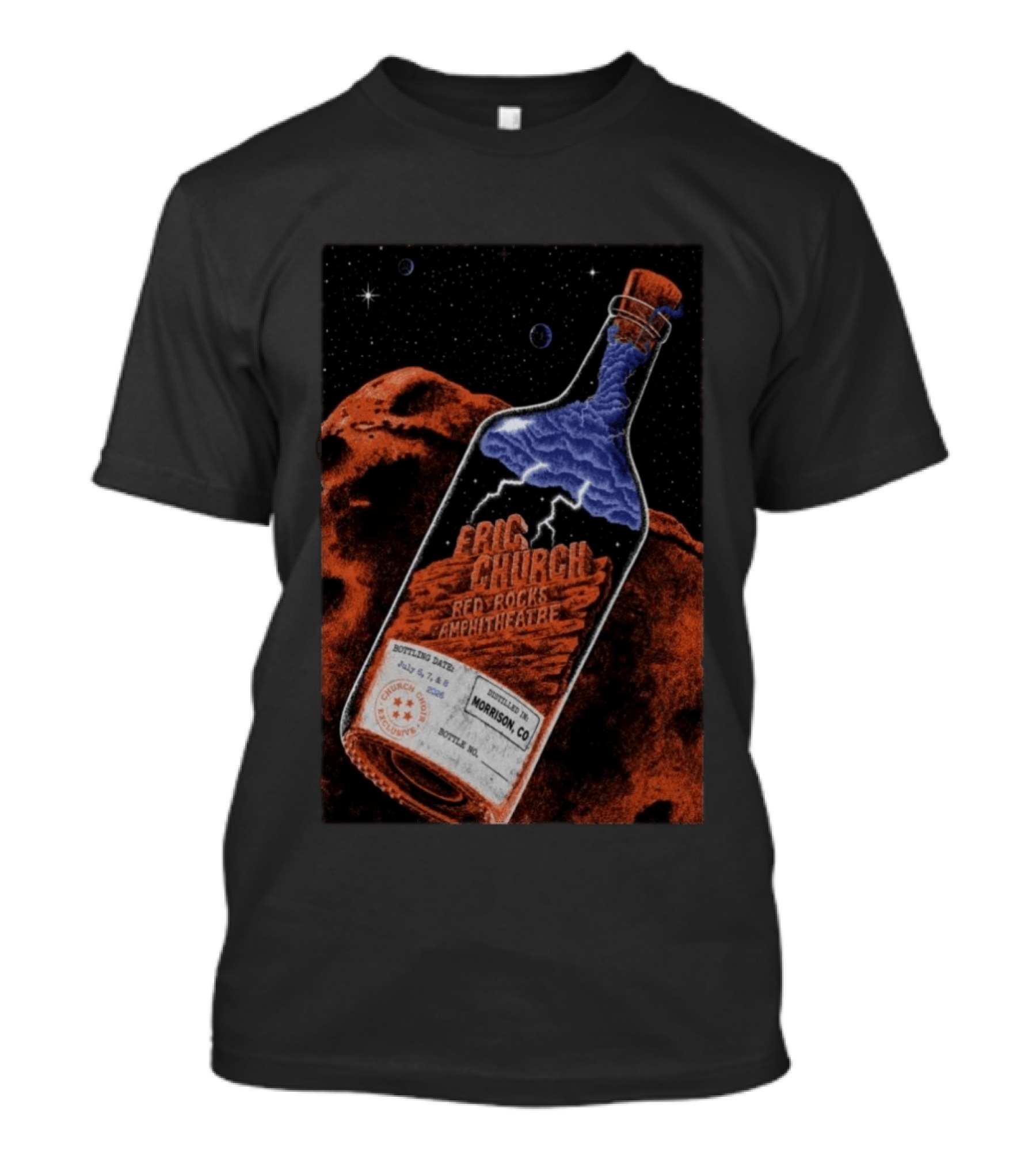 Eric Church Red Rocks Amphitheatre July 8 2026 Morrison CO Bottle T-Shirt