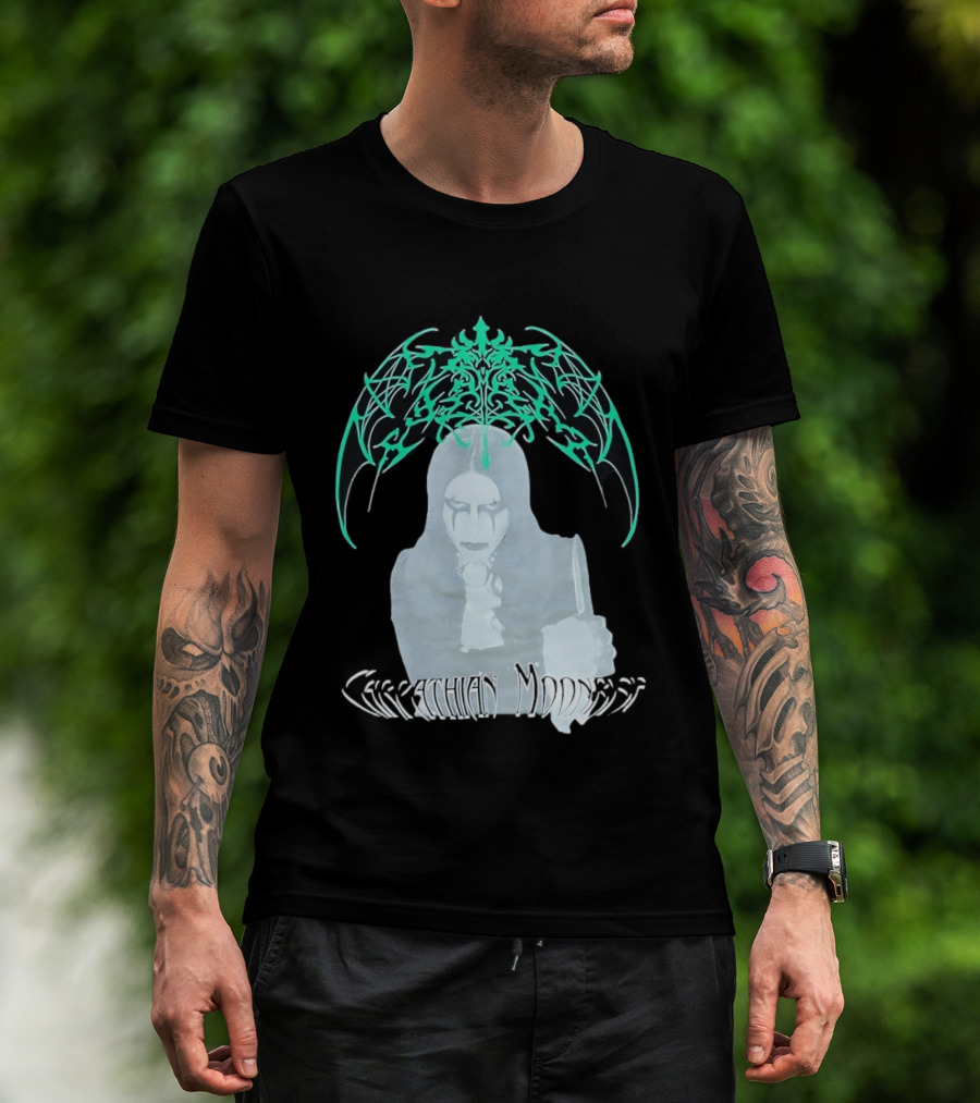 Carpathian Moonrise Hooded Figure With Knife Metal Band T-Shirt