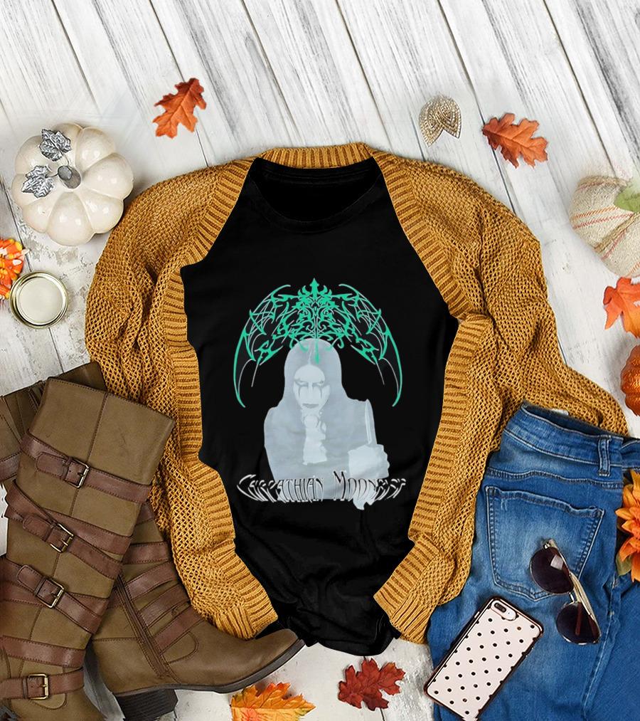 Carpathian Moonrise Hooded Figure with Knife Metal Band T-Shirt
