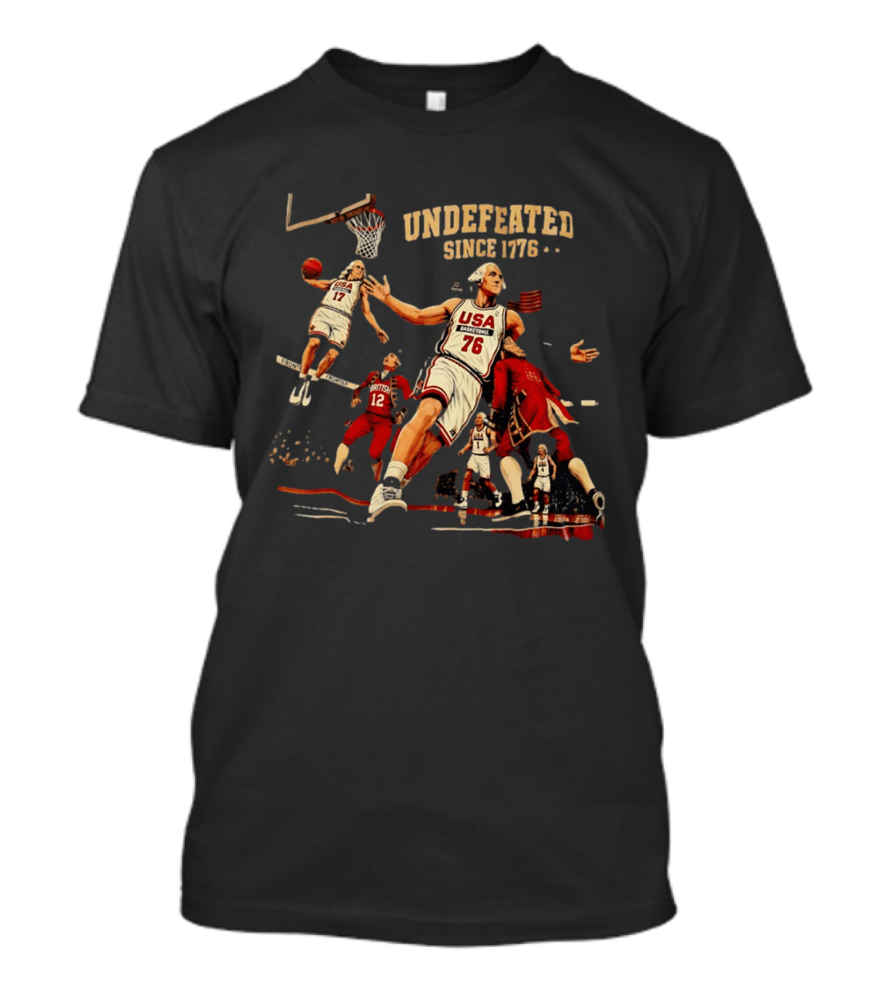 Undefeated Since 1776 George Washington USA Basketball American Revolutionary T-Shirt