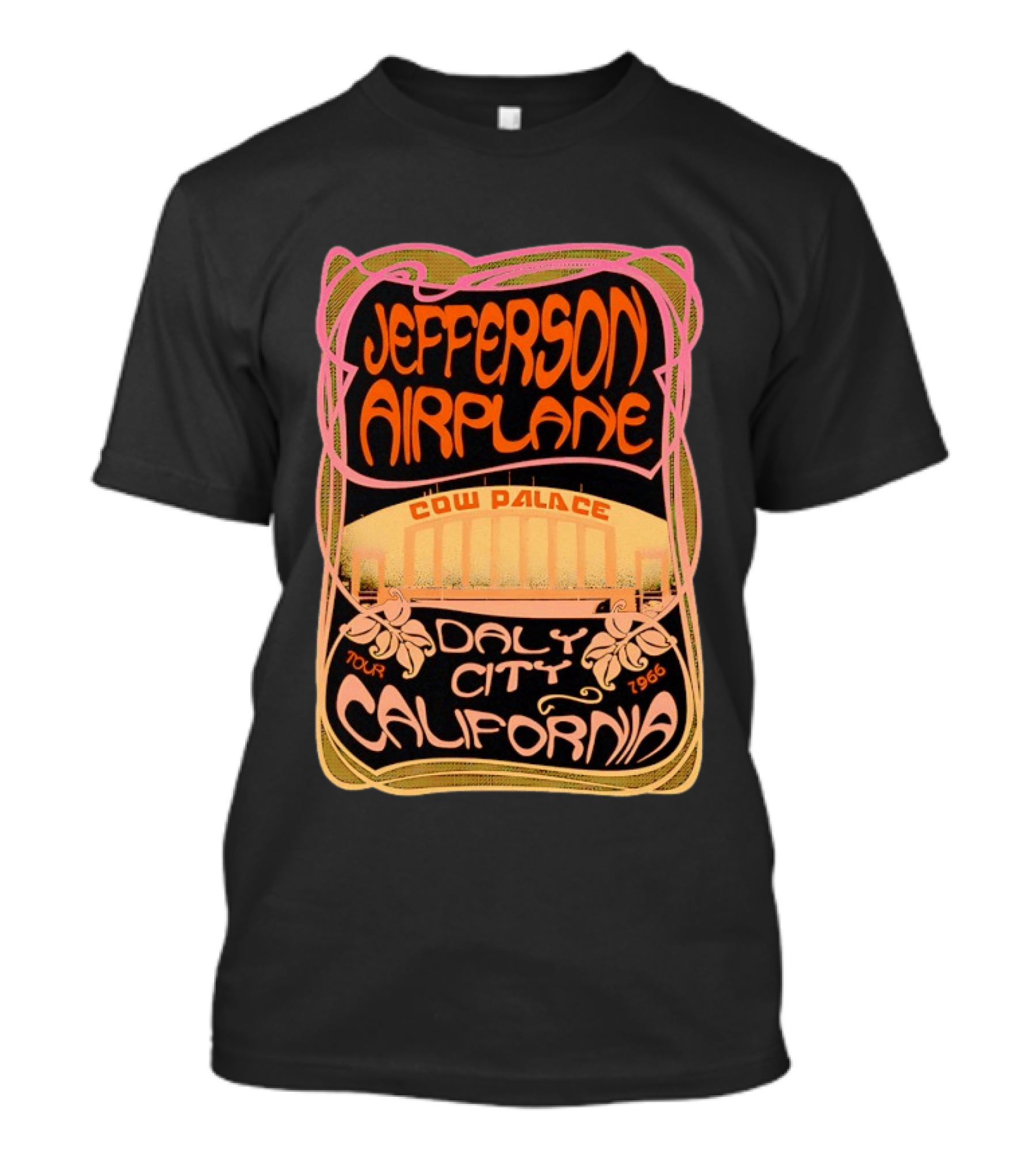 Jefferson Airplane Cow Palace Daly City California 1966 Tour Psychedelic T-Shirt